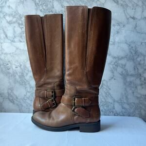 Enzo Angiolini Easporty Cognac Leather Riding Boots US 6.5